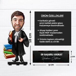 Erkek Avukat Kişiye Özel Karikatürlü Biblo - Thumbnail