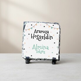  - Erkek Bebeğe Aramıza Hoşgeldin Taş Baskı