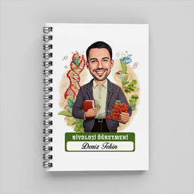  - Erkek Biyoloji Öğretmeni Karikatürlü Defter
