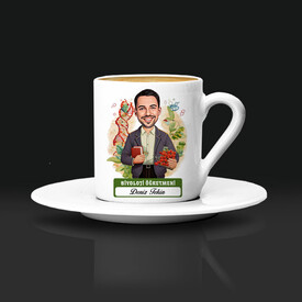  - Erkek Biyoloji Öğretmeni Karikatürlü Kahve Fincanı