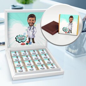 Erkek Çocuk Doktoru Karikatürlü Çikolata Kutusu - Thumbnail