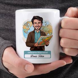  - Erkek Coğrafya Öğretmeni Karikatürlü Bardak