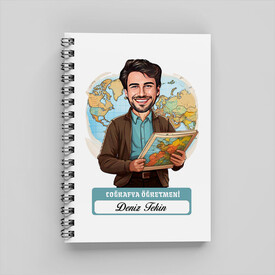  - Erkek Coğrafya Öğretmeni Karikatürlü Defter