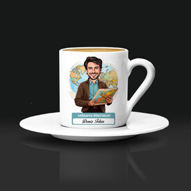  - Erkek Coğrafya Öğretmeni Karikatürlü Kahve Fincanı