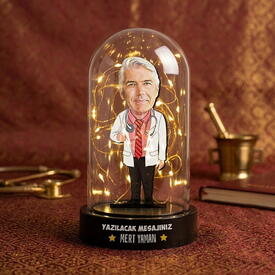  - Erkek Doktor Karikatürlü Işıklı Fanus Biblo