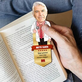 Erkek Doktor Karikatürlü Kitap Okuma Ayracı - Thumbnail