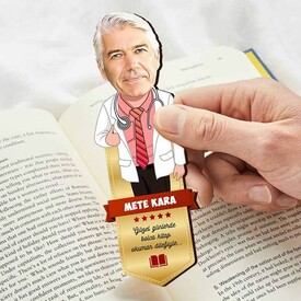 Erkek Doktor Karikatürlü Kitap Okuma Ayracı - Thumbnail