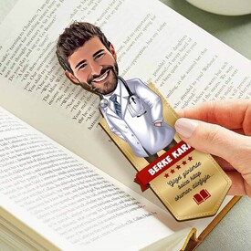 Erkek Doktor Karikatürlü Kitap Okuma Ayracı - Thumbnail