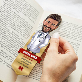 Erkek Doktor Karikatürlü Kitap Okuma Ayracı - Thumbnail