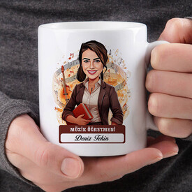  - En Başarılı Kadın Müzik Öğretmeni Karikatürlü Bardak