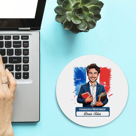  - Erkek Fransızca Öğretmeni Temalı Karikatürlü Mousepad