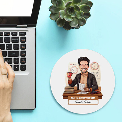  - Erkek İçin Canım Öğretmenim Temalı Karikatürlü Mousepad