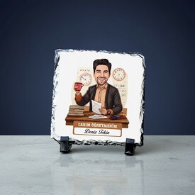  - Erkek İçin Canım Öğretmenim Temalı Karikatürlü Taş