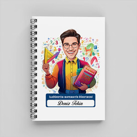  - Erkek İlköğretim Matematik Öğretmeni Karikatürlü Defter