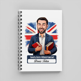 - Erkek İngilizce Öğretmeni Karikatürlü Defter