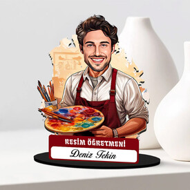  - En Başarılı Erkek Resim Öğretmeni Karikatürlü Biblo