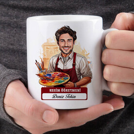 - En Başarılı Erkek Resim Öğretmeni Karikatürlü Bardak