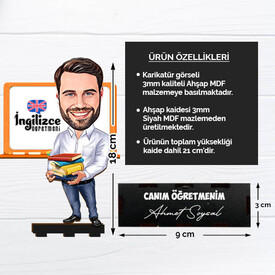 Erkek İngilizce Öğretmenlerine Hediye Karikatürlü Biblo - Thumbnail