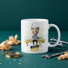  - Erkek İnşaat Mühendisi Karikatürlü Kupa Bardak