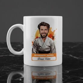  - Erkek Judocu Karikatürlü ve İsimli Kupa Bardak