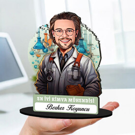 Kişiye Özel Erkek Kimya Mühendisine Hediye Karikatürlü Biblo - Thumbnail