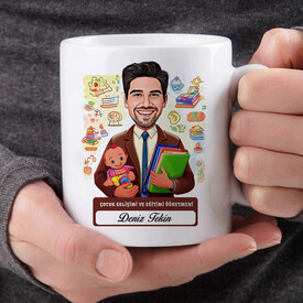  - En Başarılı Erkek Çocuk Gelişim Öğretmeni Karikatürlü Bardak