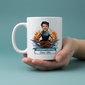  - Erkek Kürekçi Karikatürlü ve İsimli Kupa Bardak