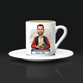  - Erkek Matematik Öğretmeni Karikatürlü Kahve Fincanı