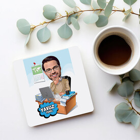  - Erkek Muhasebeci Karikatürlü Bardak Altlığı