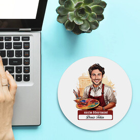  - Erkek Resim Öğretmeni Temalı Karikatürlü Mousepad