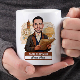  - Erkek Tarih Öğretmeni Karikatürlü Bardak