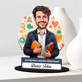  - En Başarılı Erkek Rehber Öğretmen Karikatürlü Biblo