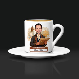  - Erkek Tarih Öğretmeni Karikatürlü Kahve Fincanı