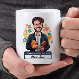  - En Başarılı Erkek Rehber Öğretmen Karikatürlü Bardak