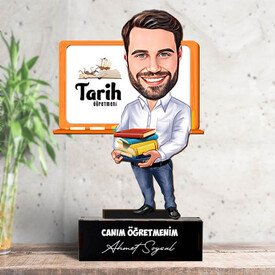 Erkek Tarih Öğretmenleri İçin Karikatürlü Biblo - Thumbnail