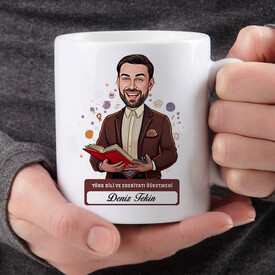  - Erkek Türk Dili Edebiyatı Öğretmeni Karikatürlü Bardak