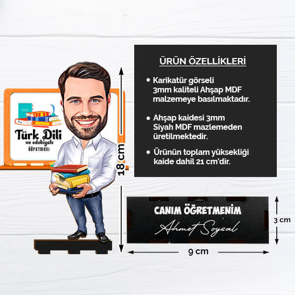 Erkek Türk Dili ve Edebiyatı Öğretmenlerine Hediye Karikatürlü Biblo