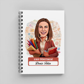  - En Başarılı Kadın Sınıf Öğretmeni Karikatürlü Defter