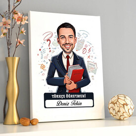  - Erkek Türkçe Öğretmeni Karikatürlü Tablo