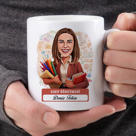  - En Başarılı Kadın Sınıf Öğretmeni Karikatürlü Bardak
