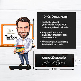 Erkek Türkçe Öğretmenlerine Hediye Karikatürlü Biblo - Thumbnail