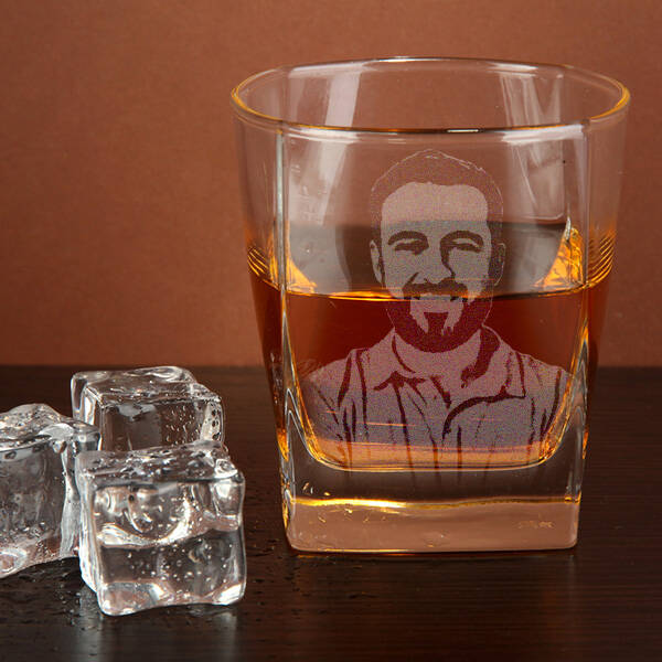 Erkeklere Özel Fotoğraflı Viski Bardağı