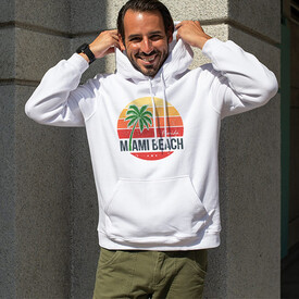 Erkeklere Özel Miami Tasarımlı Kapşonlu Sweatshirt - Thumbnail