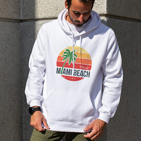 Erkeklere Özel Miami Tasarımlı Kapşonlu Sweatshirt - Thumbnail