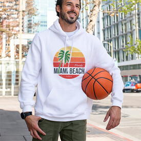 Erkeklere Özel Miami Tasarımlı Kapşonlu Sweatshirt - Thumbnail