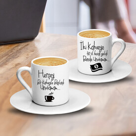 Esprili Çiftlere Özel İkili Kahve Fincanı - Thumbnail