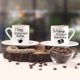 Esprili Çiftlere Özel İkili Kahve Fincanı - Thumbnail