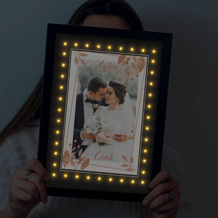 Evlilere Özel Fotoğraflı Işıklı Tablo