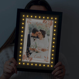Evlilere Özel Fotoğraflı Işıklı Tablo - Thumbnail