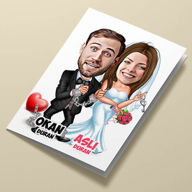 Evlilik Mahkumu Karikatürlü Tebrik Kartı - Thumbnail
